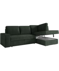 Canapé d'angle droit convertible ARTEMIS 4 places - Velours côtelé vert foncé - 246 x 174 x 96 cm
