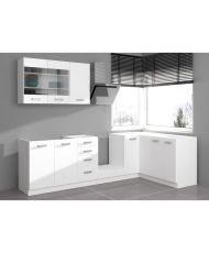 ATLAS Cuisine complète d'angle 8 éléments (reversible droit / gauche) - blanc - 270 cm - Plan de travail non inclus