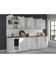 ATLAS Cuisine complète d'angle 8 éléments (reversible droit / gauche) - blanc - 270 cm - Plan de travail non inclus