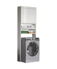 AMANDA Waschmaschinenschrank – 2 Türen – 63 x 24 x 187 cm – Weiß