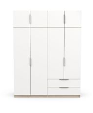 Armoire de chambre - 8 portes - 2 tiroirs - Blanc et chêne kronberg