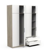 Schlafzimmerschrank – 8 Türen – 2 Schubladen – Weiß und Kronberg-Eiche