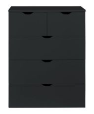 Commode BASIX - 5 tiroirs - Noir Mat - 80 x 40 x 101 cm