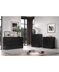 Commode BASIX - 6 tiroirs - Noir mat - 139 x 40 x 80 cm
