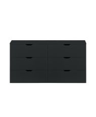 BASIX Kommode – 6 Schubladen – Mattschwarz – 139 x 40 x 80 cm