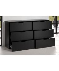 Commode BASIX - 6 tiroirs - Noir mat - 139 x 40 x 80 cm