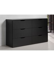 Commode BASIX - 6 tiroirs - Noir mat - 139 x 40 x 80 cm
