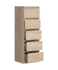 Commode CHELSEA 5 tiroirs - 41,8 x 42,2 x 128,1 - chêne sonoma