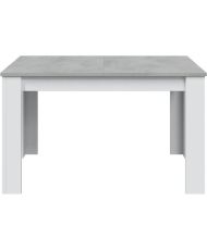 Table à manger extensible - KENDRA - Rectangulaire - Blanc artik et ciment - 140/190 x 90 x 78 cm