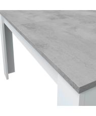 Table à manger extensible - KENDRA - Rectangulaire - Blanc artik et ciment - 140/190 x 90 x 78 cm