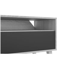 Ensemble meuble TV modulable - Blanc Artik et gris ciment - 260 x 33 x 184 cm