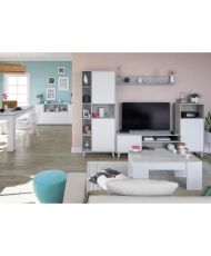 Modulares TV-Schrankset – Artik weiß und zementgrau – 260 x 33 x 184 cm