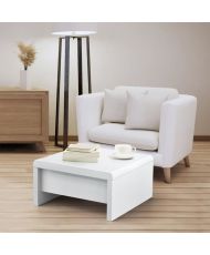 Table basse relevable - Blanc laqué - 75 x 75 x 35 - KARL