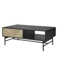 Coffee table with 1 drawer - Wood and black metal - 110 x 60 x 42 - BROOKLYN