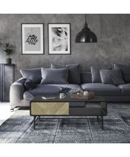 Coffee table with 1 drawer - Wood and black metal - 110 x 60 x 42 - BROOKLYN