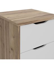 Chiffonnier 4 tiroirs - En panneaux de particules - chêne et blanc - 45 x 42 x 108 cm