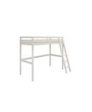 Lit mezzanine enfant - ERIKA - Pin massif blanchi - Sommier inclus - 90 x 190 cm