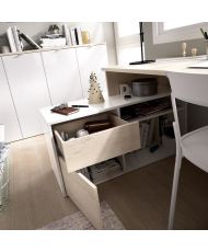 Wende-Eckschreibtisch mit Stauraum – Eiche und Weiß – Essentiel – 139 x 92 x 75 cm