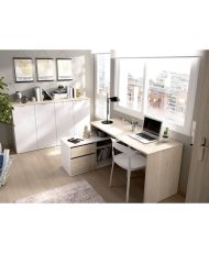 Wende-Eckschreibtisch mit Stauraum – Eiche und Weiß – Essentiel – 139 x 92 x 75 cm