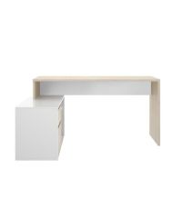 Wende-Eckschreibtisch mit Stauraum – Eiche und Weiß – Essentiel – 139 x 92 x 75 cm