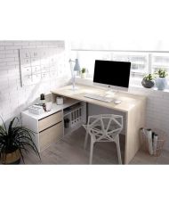 Wende-Eckschreibtisch mit Stauraum – Eiche und Weiß – Essentiel – 139 x 92 x 75 cm