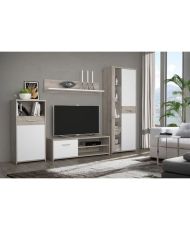 Ensemble meuble télé - buffet - table à manger - Blanc et chêne