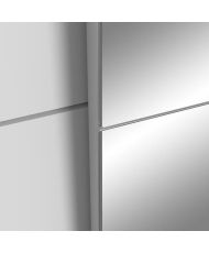 Armoire 2 portes coulissantes + miroir - Panneaux de particules - Blanc mat - 170,3 x 61,2 x 190,5 cm