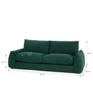 TYFA 3-Sitzer-Sofa – Flaschengrüner Samt – 231 x 102 x 78 cm – HEXAGONE