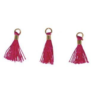 3 Mini-pompons avec œillet 15 mm - rose