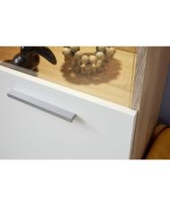  LOGO TV-Schrank-Set – 1 Tür – LED – helle Eiche und mattweißes Melamin – 240 x 41 x 185 cm