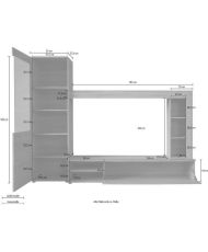  LOGO TV-Schrank-Set – 1 Tür – LED – helle Eiche und mattweißes Melamin – 240 x 41 x 185 cm