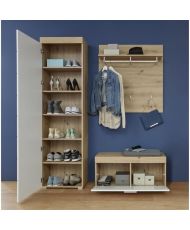 AMANDA entrance furniture: 1-door wardrobe + Bench with flap + 3 coat hooks