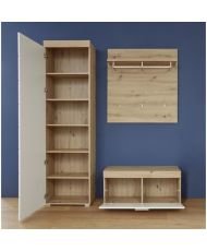 AMANDA entrance furniture: 1-door wardrobe + Bench with flap + 3 coat hooks