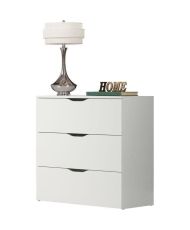 Commode BASIX - 3 tiroirs - Blanc mat - Bois - 78 x 40 x 80 cm