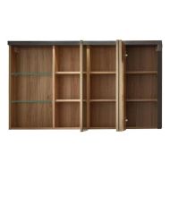 Salle de bain complete : Armoire + colonne + meuble avec vasque + miroirs - 186 x 53 x 198 cm 