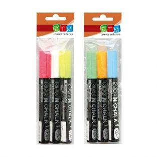 6 marqueurs-craie 6 mm - Blanc-jaune-rose-bleu-vert-orange