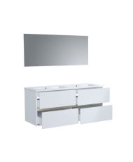 TOTEM Bathroom 120 cm - 4 slow-closing drawers - double ceramic sink + mirror