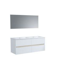 TOTEM Bathroom 120 cm - 4 slow-closing drawers - double ceramic sink + mirror