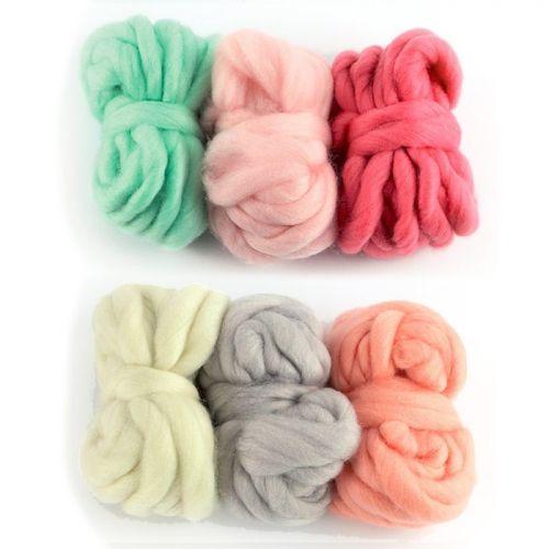 6 balls of wool 5 m - off-white, pale gray, coral, Indian pink, dragee pink, mint 6 balls of wool 5 m - off-white, pale gray, coral, Indian pink, dragee pink, mint