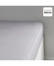 Fitted sheet - 140 x 200+30 cm - 100% plain cotton percale - Steel