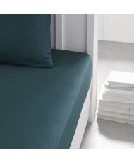 Drap housse - 180 x 200+30 cm uni - Paon