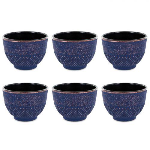 6 tasses en fonte de Chine bleu & bronze 15 cl 6 tasses en fonte de Chine bleu & bronze 15 cl