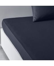 Fitted sheet - 140 x 190 cm plain - Navy