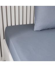 Fitted sheet - 140 x 190 cm plain - Denim
