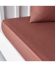 Drap housse - 90 x 190 cm uni - Terracotta