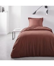 Fitted sheet - 90 x 190 cm plain - Terracotta