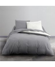 Cotton bedding set 240 x 260 cm - Two-tone Gray and White Camille