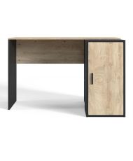 Bureau Indus - chêne et noir - 1 Porte + 3 étageres - de rangement - 120 x 90 x 76 cm