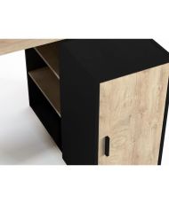 Indus Schreibtisch – Eiche und Schwarz – 1 Tür + 3 Regale – Stauraum – 120 x 90 x 76 cm