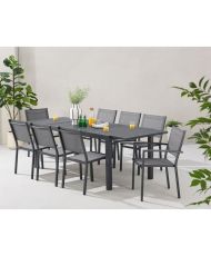 Table de jardin extensible - Structure aluminium - Plateau en aluminium - 180-240 x 90 x 75 cm